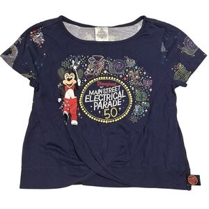 Disneyland 50th Anniversary Main Street Electrical Parade Crop Shirt Girls 11 12